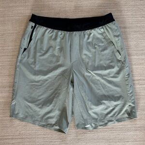Ten Thousand Interval 9” lined sage green training shorts side pockets men’s L